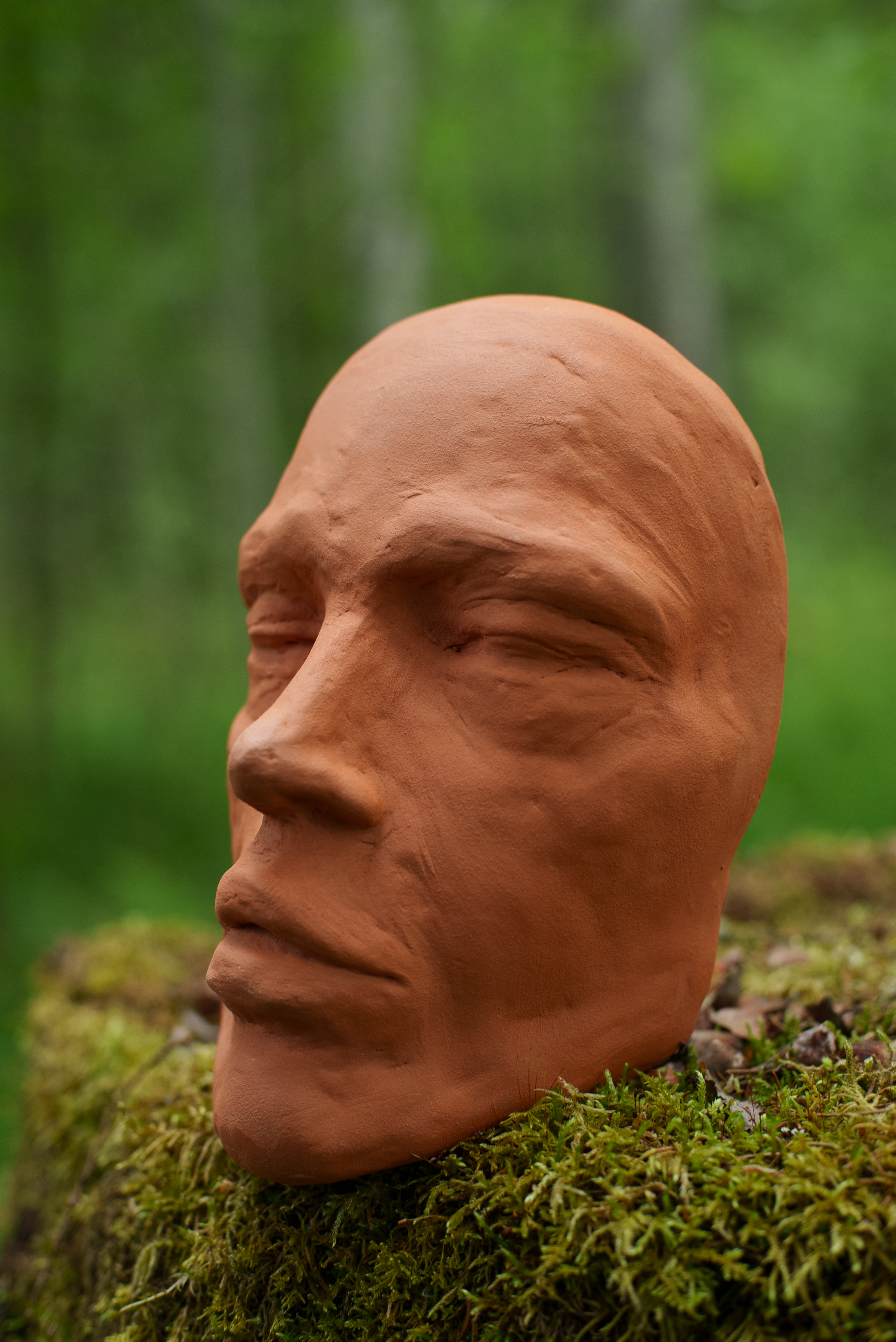 Terracotta-ansikt, nært utsnitt